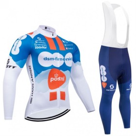 Fietskleding (Fietsshirt Lange Mouw + Lange Koersbroek) 2024 Team DSM - Blauw